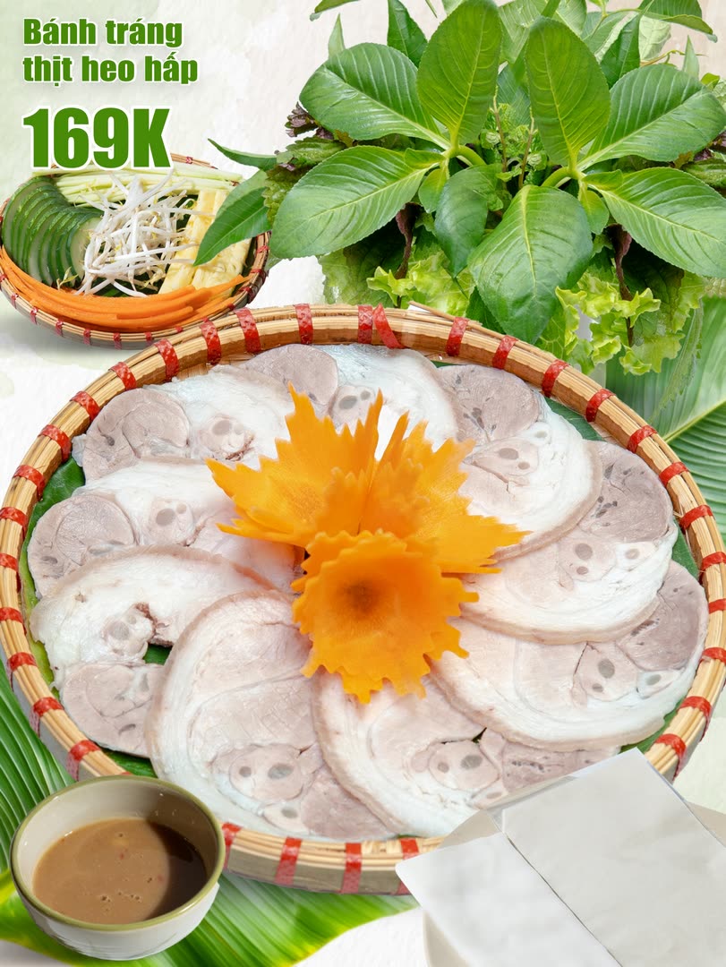 Bánh tráng thịt heo hấp