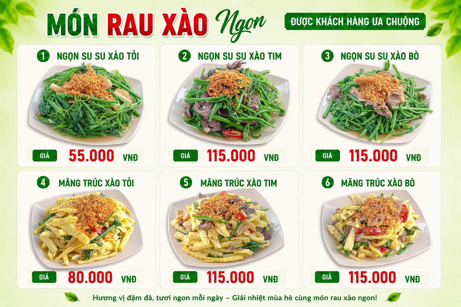 Món rau xào theo mùa