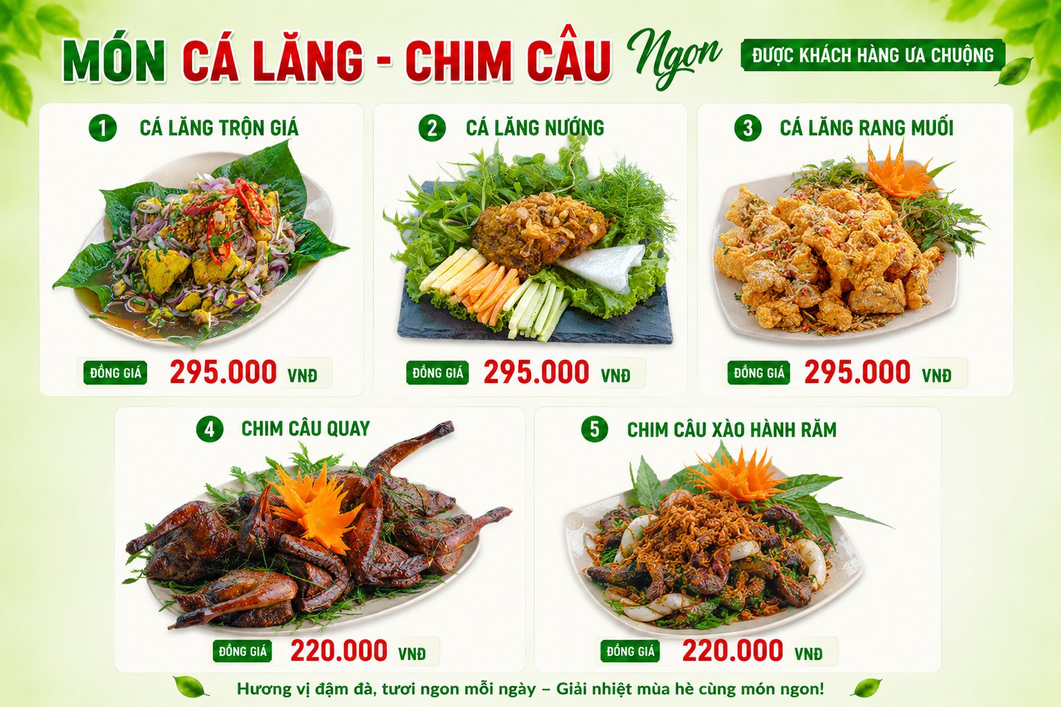 Món cá lăng – chim câu