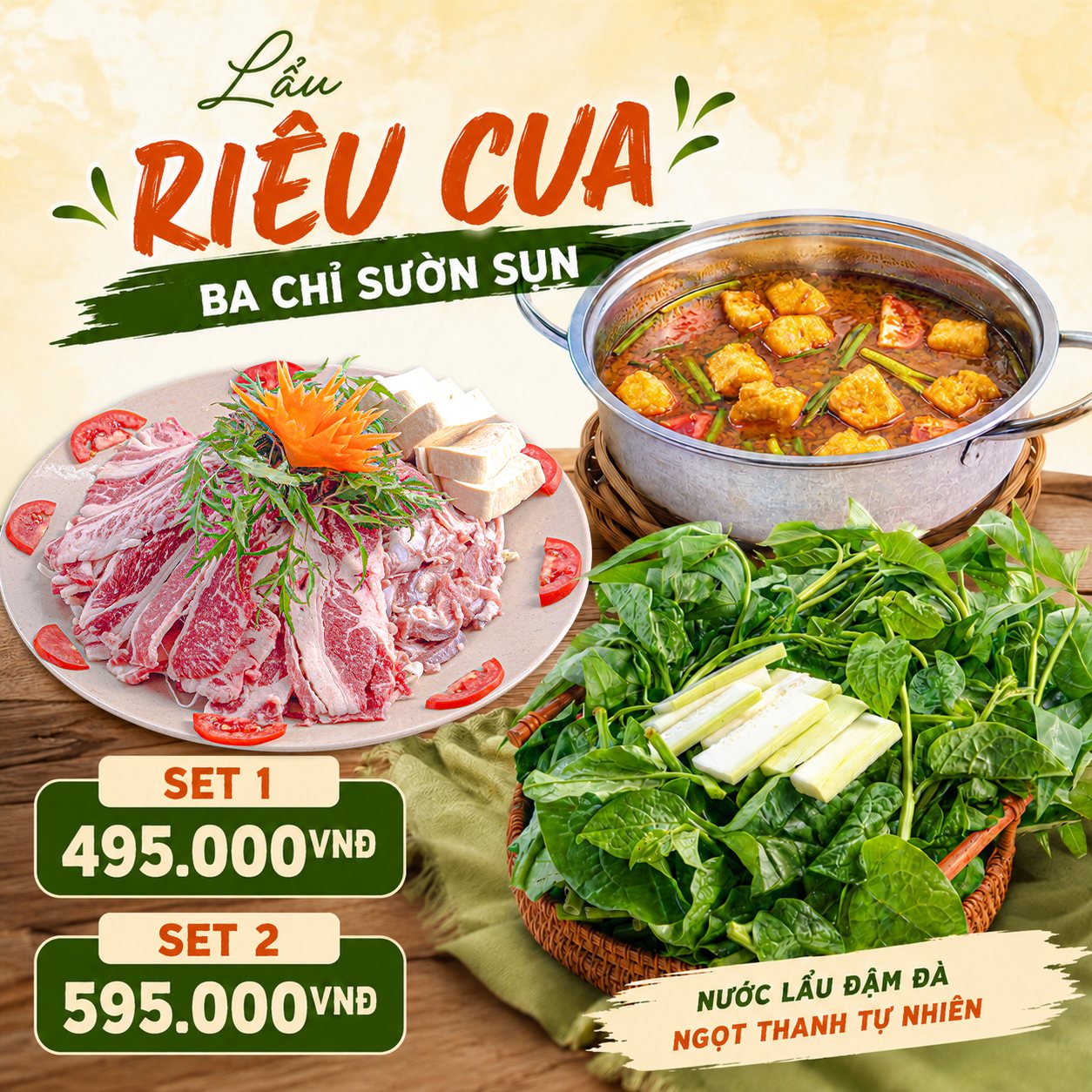 Lẩu riêu cua ba chỉ sườn sụn