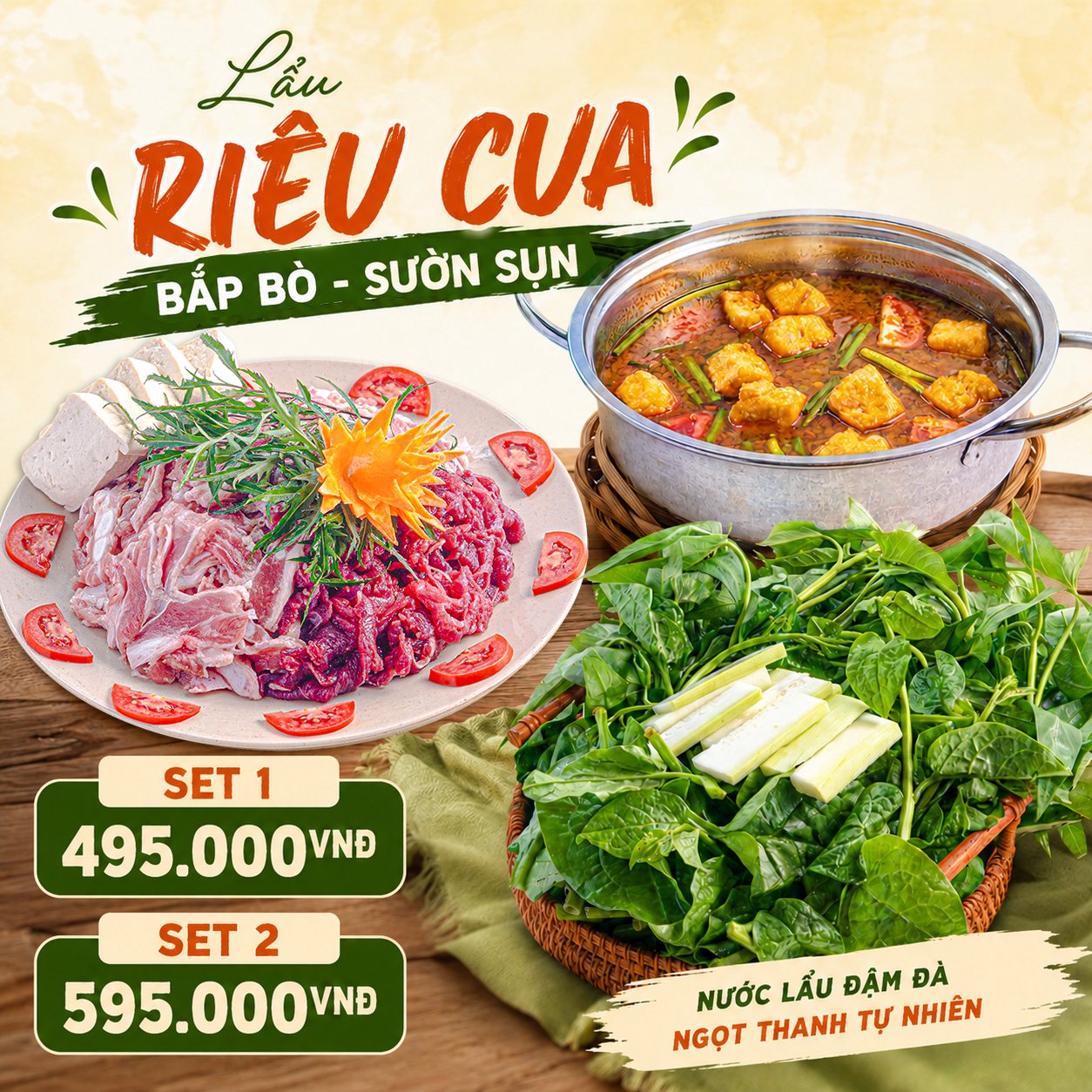 Lẩu riêu cua bắp bò sườn sụn